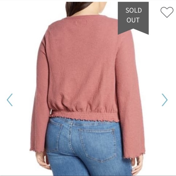 Madewell Smocked Bell Sleeve 100% Cotton Top in Autumn Berry/ Mauve sz S - Picture 2 of 12